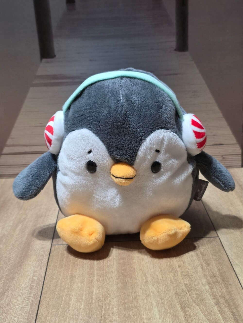 Hallmark Christmas Penguin Plush with Peppermint Ear Muffs